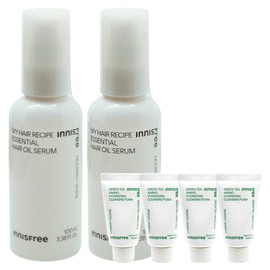 Innisfree My Hair Recipe Essential Oil Serum 2pcs + Green Tea Foam 20mlx4pcs / 이니스프리 마이 헤어 레시피 에센셜 오일 세럼 2개+그린티 폼 20mlx4개