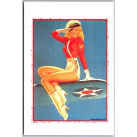 Cafe Press Pin Up Blonde Risque Woman Pretty Lady Military Salute Continental New - Modern