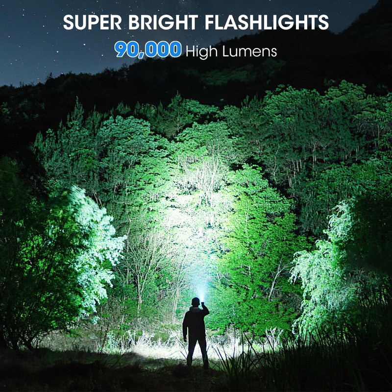 ALSTU Rechargeable 99,000 High Lumens Flashlight - 2Pack Bright LED