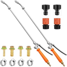 2PCS 29Inches Metal Sprayer Wand Compatible with Pump Sprayer,1/4" & 3/8" Brass Barbs Sprayer Wand Replacement, Stainless Steel Sprayer Wand with Shut off Valve & 2 Hose Clamps (2 PCS)