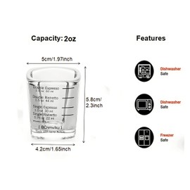 2 Pack Measuring Shot Glasses,BPA-Free Premium Liquid Heavy Glass,Espresso Measuring Cups,Glass Measuring Baking Cups(2OZ/60ML)