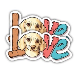 (2pcs) Dachshund Sticker Cream Dachshund Lover Decal Love Vinyl Stickers Weather-Resistant Stickers for Water Bottles Laptop Window Car 2pcs Size 5"