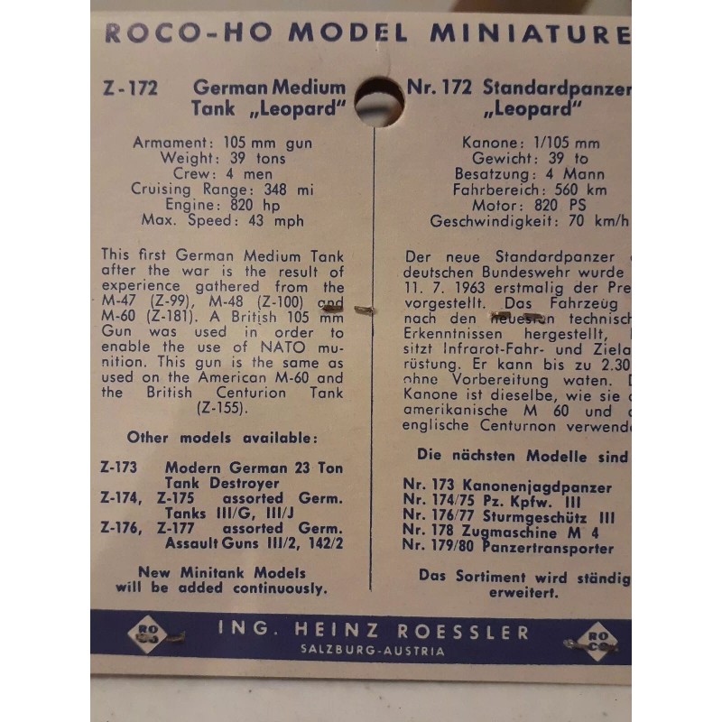 Roco HO scale ROCO Minitanks military vehicle Z-172 German Medium