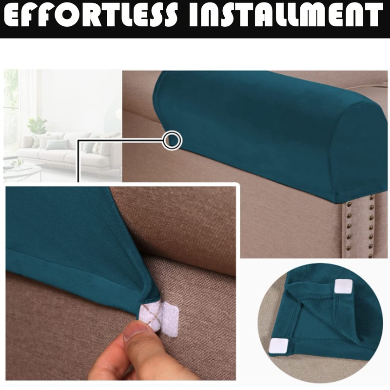 Stretch Armrest Covers Velvet Arm Covers for Chairs Couch Sofa