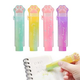 Funny Eraser, Cute, Elementary School Student, Easy to Use, Clean Idea, Cute Characters, Children's Colorful Elasticized Pixels, Easy to Use and 4 Colors, Set of 4 Colors, Cat, Cute Stationery