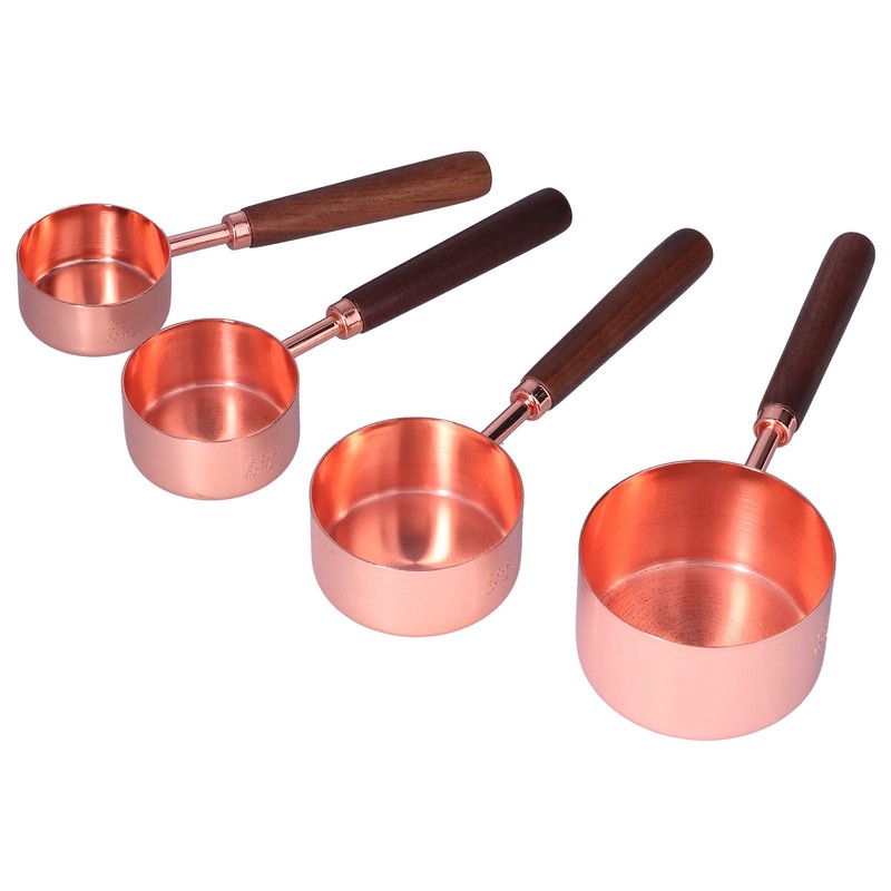 4Pcs Measuring Cups and Spoons Set with Copper Plated Handle