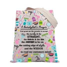 PLITI Hair Stylist Tote Bag Hairdresser Gift Cosmetology Graduation Gifts Hair Barber Gift Hairstylist Prayers Gifts (Hairstylist prayer TGU)