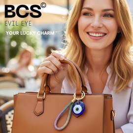 BCS Evil Eye Keychain Bag Charm - Good Luck & Protection Amulet - Car Keyring Purse Accessories for Women (Colorful)
