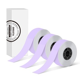Label Maker Tape, 0.59"×22.97' (15mm×7m) Thermal Laminated Self-Adhesive Multipurpose Labeling Tape Replacement, Compatible with ORGSTA S001 Label Maker, Print Paper, 3-Roll, Purple