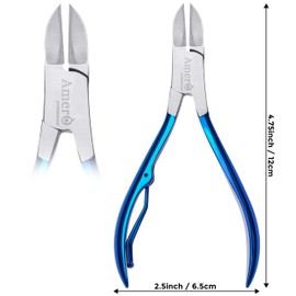 Premium 440C Stainless Steel Heavy Duty Toenail Clippers – 15 mm Wide Jaw, Ergonomic Anti-Slip Handle, Podiatrist-Grade Cutter for Thick & Ingrown Nails (Navy Blue)