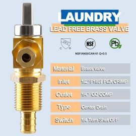 AquaNeurk Ice Maker OutLet Box,1/2 Inch F1807 Pex Crimp Inlet x 1/4 Inch OD Compression Outlet,1/4 Turn Ball Vavle Outlet Box For Refrigerator,Water Dispenser