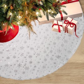 Falda de felpa para árbol de Navidad, de 47 pulgadas, para árbol de Navidad, para árbol de Navidad