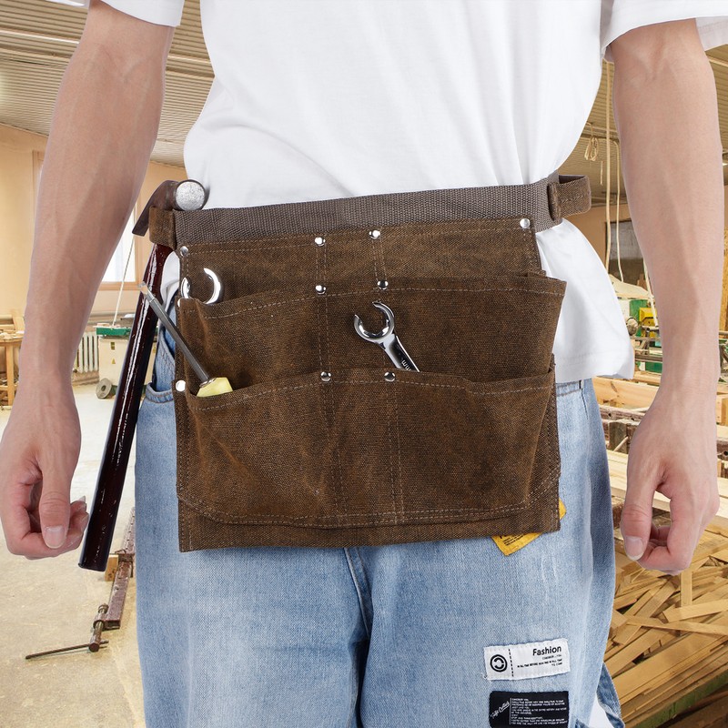 Waxed Canvas Apron Thickened Waterproof Tools Pocket Apron for Garden