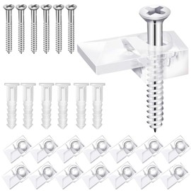 Jeffbaubl 25-Pack Mirror Holder Clips Kit - Clear Plastic, Screw Mount, Frameless, 1/4 inch Thick