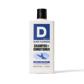 Duke Cannon Supply Co. 2-in-1 Hair Wash - Masculine Scent - Gentle Cleansing Hair Wash For Men - Stimulating Hair Shampoo & Conditioner - Strengthens Hair - Naval Diplomacy Shampoo/Conditoner (14 oz)