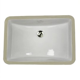 Nantucket Sinks UM-18x12-W White Undermount Bathroom Sink – 18" x 12" Rectangular Bowl Bath Sink for Vanity, High Gloss White Vitreous China, Scratch & Stain Resistant – Great Point