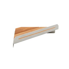 Seachrome Corner Shower Shelf in a Satin Finish with a Natural Teak Wood Insert