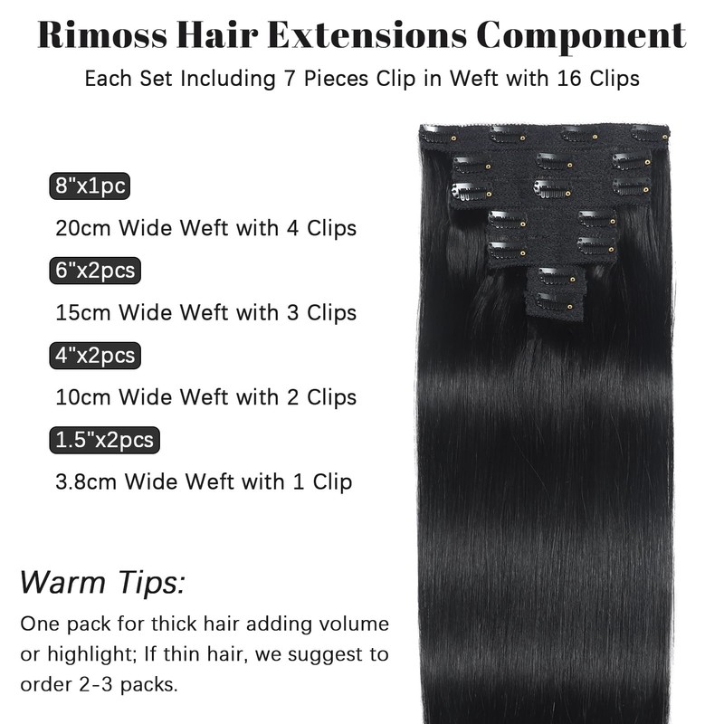 Rimoss Clip in Hair Extensions Real Human Hair - 14