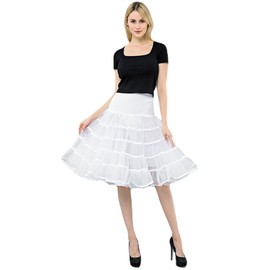 WOWBRIDAL Women's 50s Vintage Petticoat Knee Length Wedding Underskirt Tutu Crinoline Slips