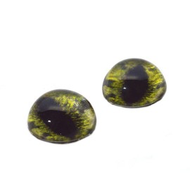 High Dome Realistic Green Alligator Half Sphere Glass Eyes Animal Taxidermy Art Doll Making Sculptures or Jewelry Crafts Set of 2 (40mm)