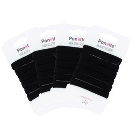 PONETTE Pack of 24 Large Black Hair Bobbles Elastic and Very Durable Spanish Brand