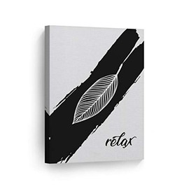 Smile Art Design Relax Typography Black and White Bathroom Decor Canvas Print Decor Bathroom Sign Bathroom Wall Decor Wall Art Home Decoration Made in USA- 40x30