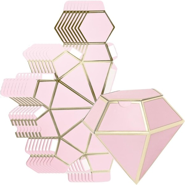 Unique Pink Diamond Shaped Paper Favor Boxes (6.5" x 15")