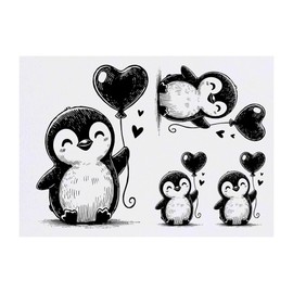 Azeeda 4 x 'Süßer Baby-Pinguin' Temporäre Tattoos - Wasserfest, Hautfreundlich & Ungiftig · Transfers in Verschiedenen Größen (TO00081442)