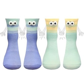 anshome Magnetic Holding Hands Socks Funny Gifts For Couples, Anniversary, Best Friends, Engagements, Teens Blue Gradient Hand Holding Cute Socks Novelty Birthday Gifts for Men Women