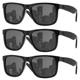 MAXJULI Polarized Sunglasses for Men and Women,UV Protection Rectangular Sun Glasses 8806（3pack Grey+Grey+Grey）