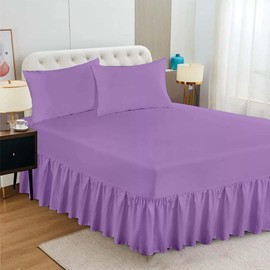 Egypto Plain Dyed Deep 𝐅𝐢𝐭𝐭𝐞𝐝 𝐕𝐚𝐥𝐚𝐧𝐜𝐞 Sheet Double – Easy Care Soft & Durable Fitted Sheet with 30 cm Deep Frill – Breathable – Fit Over Mattress – Machine Washable (Double,Lilac)