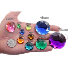30mm Flat Back Round Acrylic Rhinestones Plastic Circle Gems for Costume Making Cosplay Jewels Pro Grade Embelishments - 12 Pieces (Crystal AB H702)