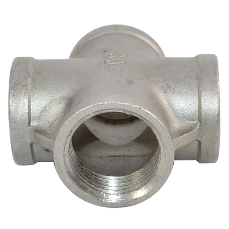 Megairon 1" NPT Female Thread 4 Way Coupling,Cross,Stainless Steel 304