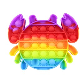 Rainbow Crab Bubble Pop Fidget Toy - Ocean Sea Animal Silicone Push Poke Bubble Wrap Fidget Toy - Pop the Bubbles Down Then Flip it over and Do it Again - Sensory Stress Toy OT