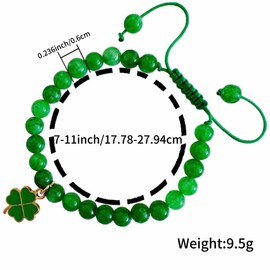 Green Nature Stone Clove Bracelet Four-Leaf Clover Female Heart Charm Clover Peacock Bracelet Lucky Bracelet Trendy Gift for Women