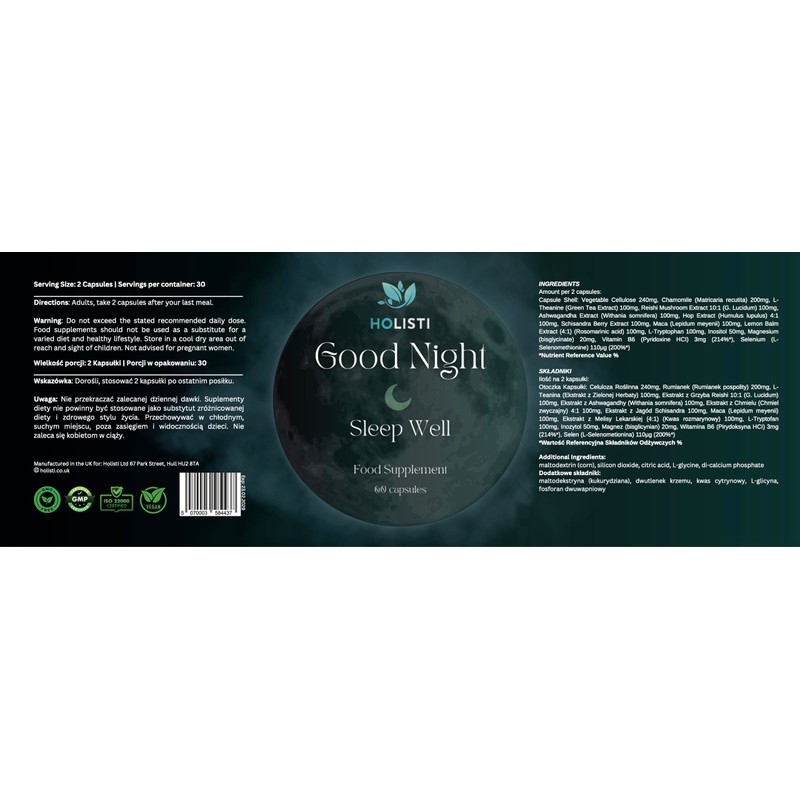 Goodnight Sleep & Stress Relief | Ashwagandha, L-Theanine & Reishi