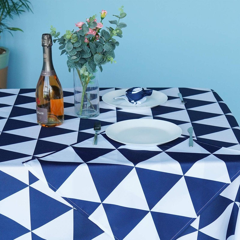 WedDecor 60 x 84 Inch Geometric Triangles Tablecloth Rectangle, Waterproof