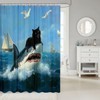 jejeloiu Funny Black Cat Shark Shower Curtain 72"x84" Ocean Sea