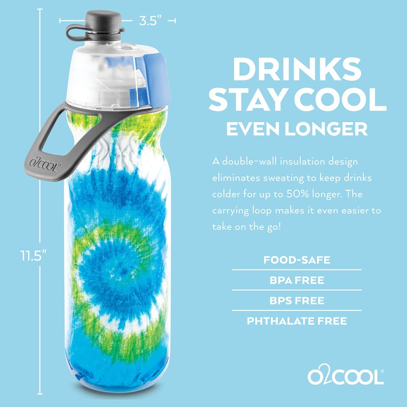 O2COOL Mist 'N Sip Misting Water Bottle 2-in-1 Mist And