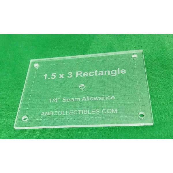 Anbcollectibles 1/4" thick Acrylic 1.5" x 3" Rectangle Quilting Template