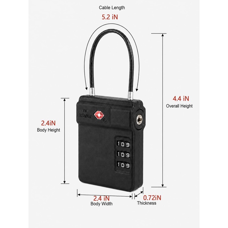 TSA Approved Luggage Lock with Hidden Tracker Compartment, 3 Digit