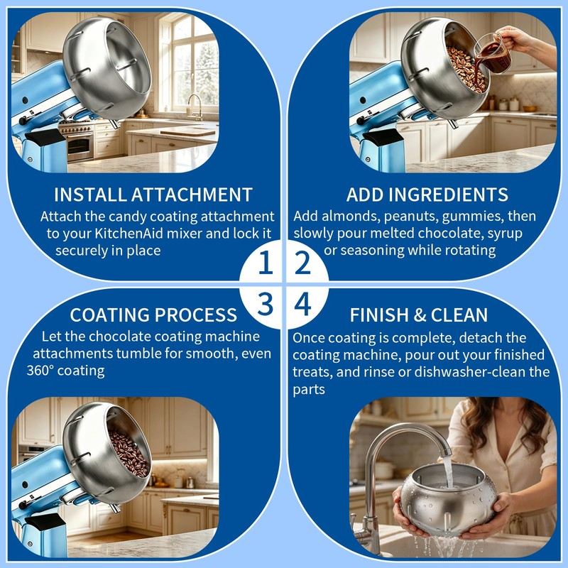 Chocolate Candy Coating Attachment for Kitchenaid, Compatible with KitchenAid 4.5QT/5QT