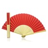 Vruti's Red Paper Foldable Hand Held Bamboo and Wooden Fan