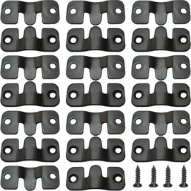 20Pcs Black Flush Mount Bracket 1.73" x 0.75" Stainless Steel Interlock Photo Hanging Buckle, Heavy Duty Picture Hanger Sectional Connector Z Clips Headboard Wall Mounting Brackets with Screws