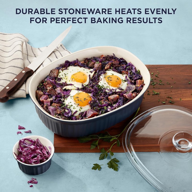 CorningWare Ceramic Bakeware Set with Lids Chip and Crack Resistant