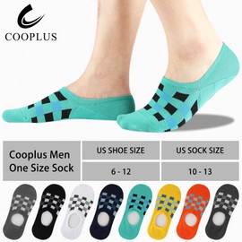 COOPLUS Mens No Show Socks Cotton Low Cut Non Slip Casual Socks Invisible Flat Boat Socks (8 Pairs), 8 Pairs-multicolor 5, One Size