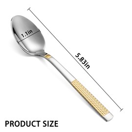 Dinner Spoons Set of 4 Stainless Steel Dessert Spoons Teaspoons Silverware Spoons Set for Home Kitchen Restaurant