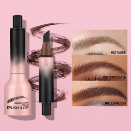 Multiuse Liquid Eyebrow Pencil - Waterproof and Sweatproof with Hair-Like Strokes for Easy Coloring and Natural Shaping - Long Lasting Quick Drying Formula in Taupe (#02 Taupe)