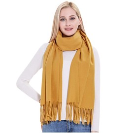 vimate Cashmere Scarf and Scarf, Women's Thick Soft Cashmere Pashmina Scarf Wrap, L# mustard