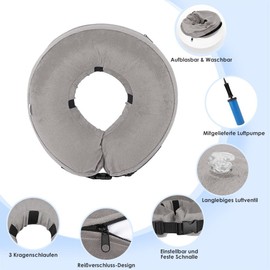 Nasjac Inflatable Collar Dog & Cat, Adjustable Soft and Comfortable Dog Collar, Leak Protection with Quick Release, Prevent Pets from Touching and Licking Wounds After Surgery